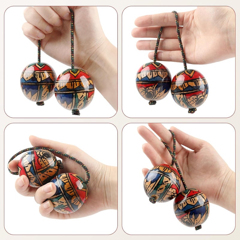 GOGHOST 1 Pack Wooden Hand-Painted Kashaka Shaker, Asalato Instrument Rhythmic Ball, Adjustable Length African Shakers, Traditional Aslatuas Double Balls Hand Percussion for Performances - Image 5
